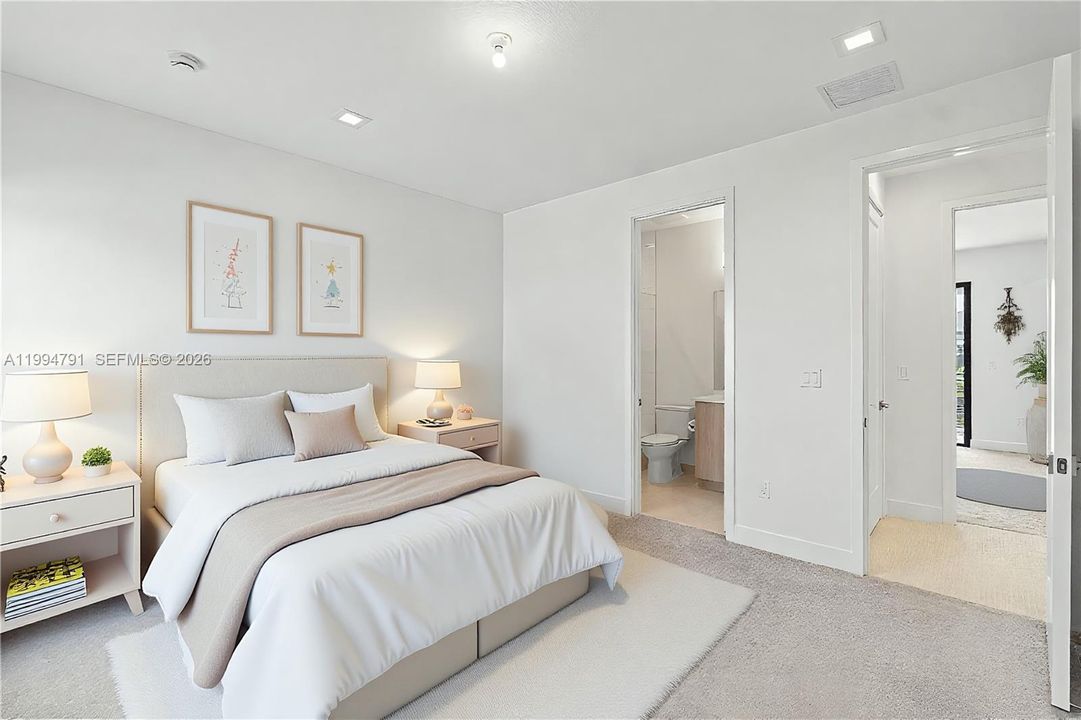 Virtually Staged - 4th bedroom with ensuite bath