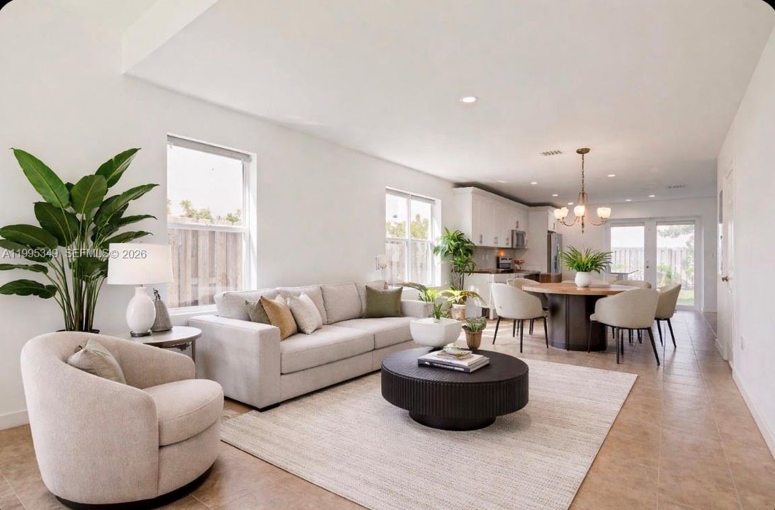 Virtually staged living and dining