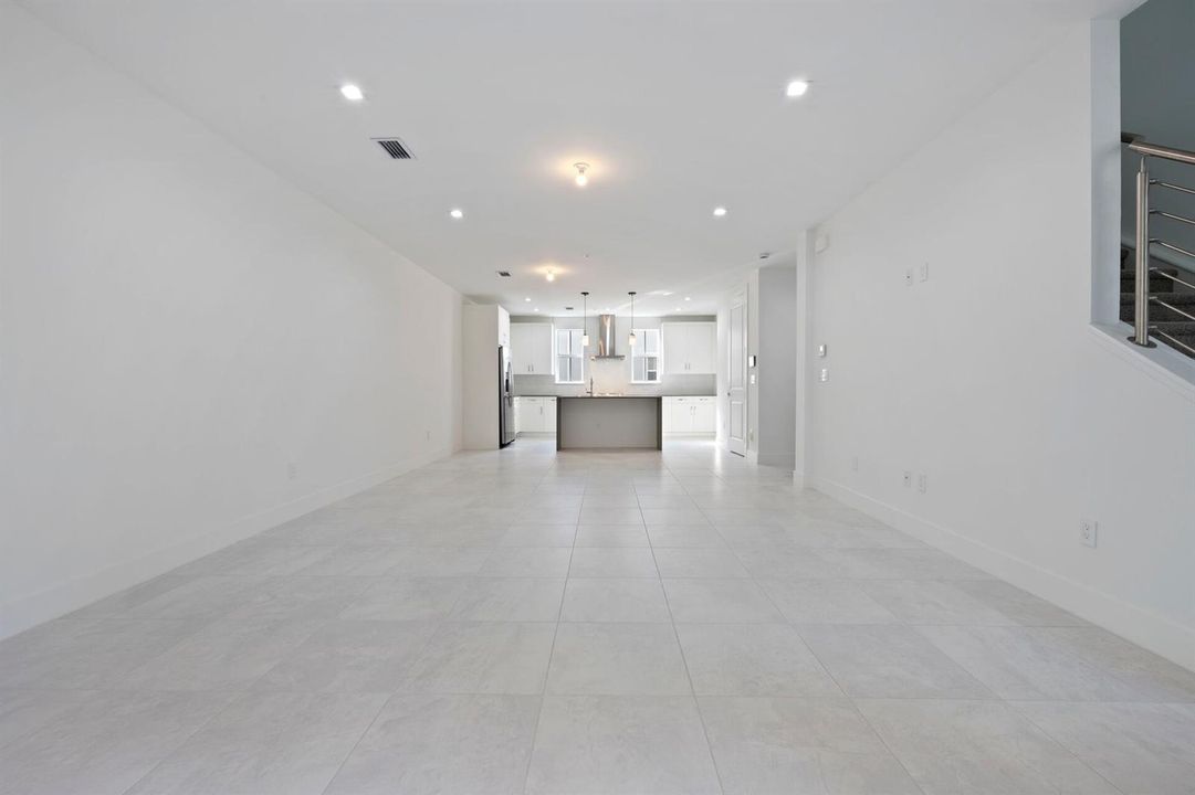 living area and kitchen