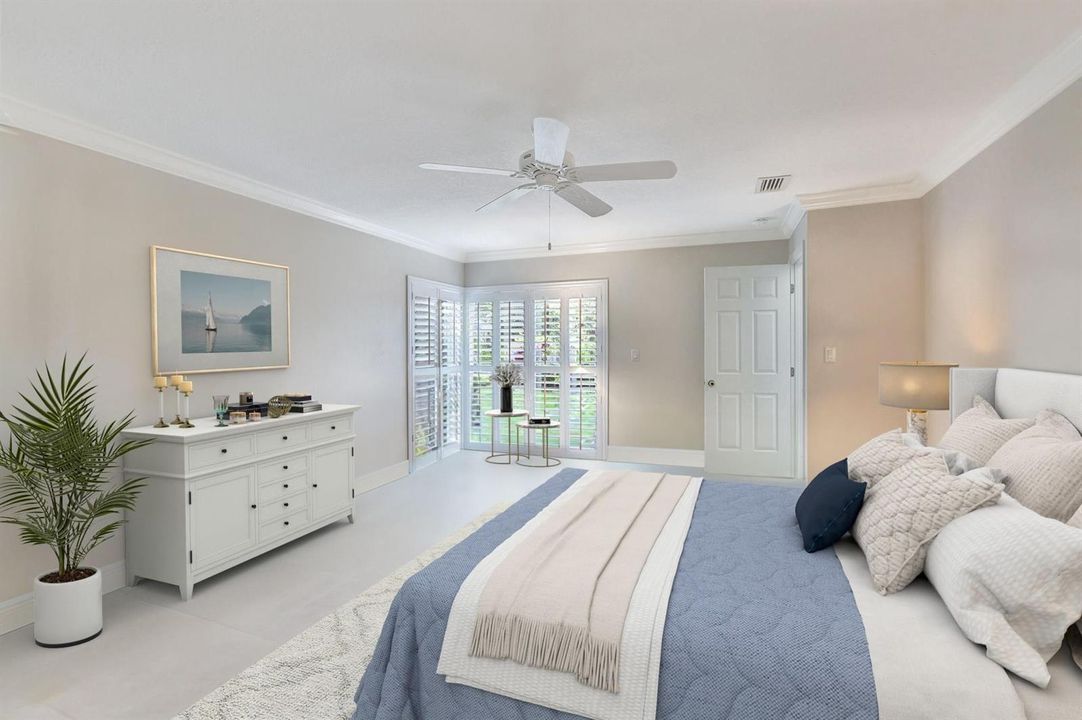 Primary bedroom staged.