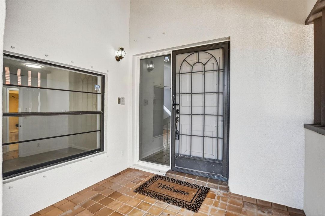 Covered entry with double sidelight.