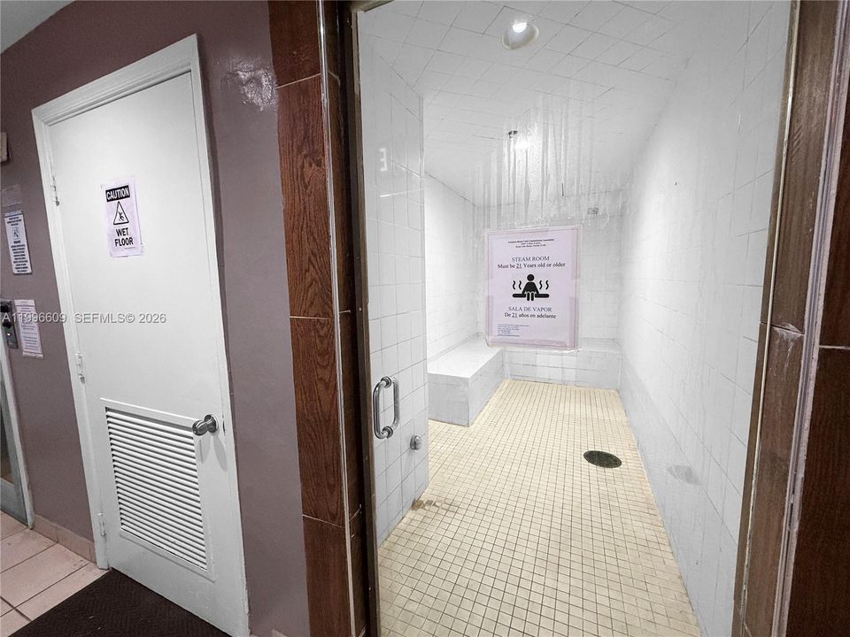 Steam room located inside the gym