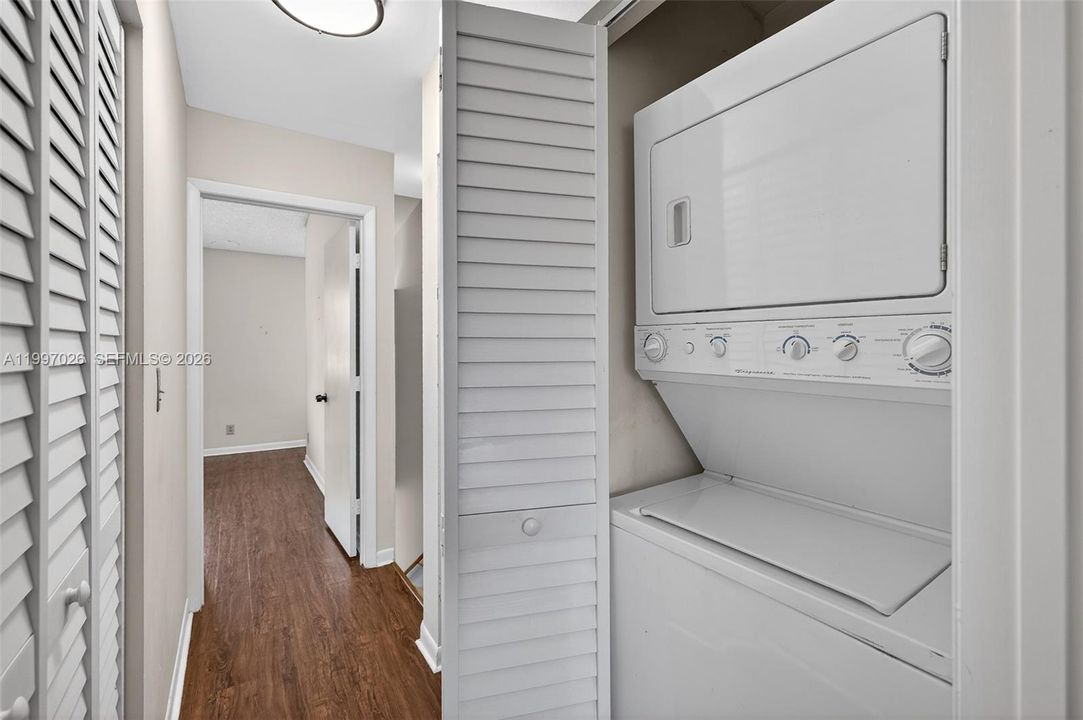 Stackable washer/dryer upstairs