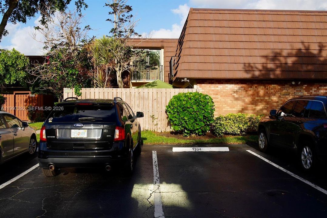 Two parking spots located at entrance to home