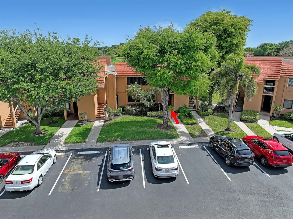 aerial view of front door