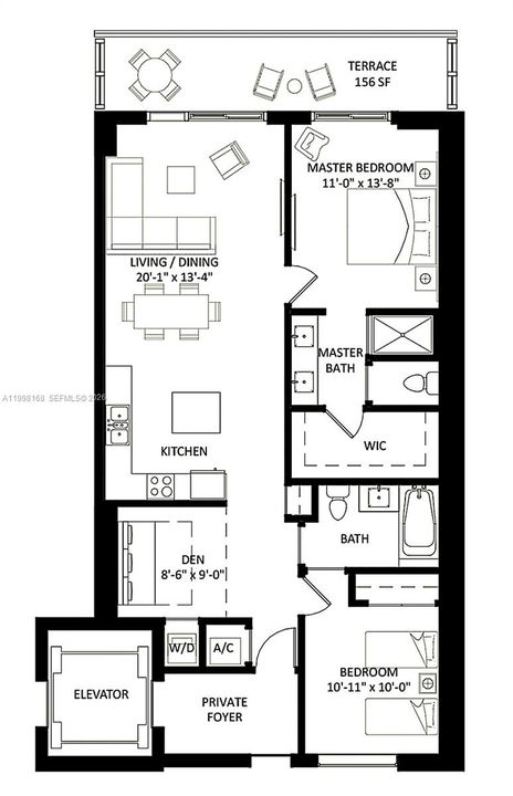 Activo con contrato: $639,000 (2 camas, 2 baños, 1119 Pies cuadrados)