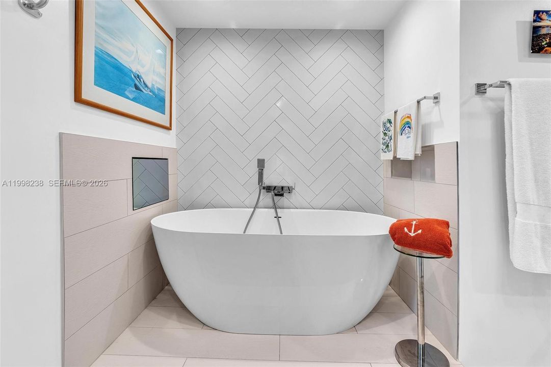 Freestanding spa tub with built-in TV