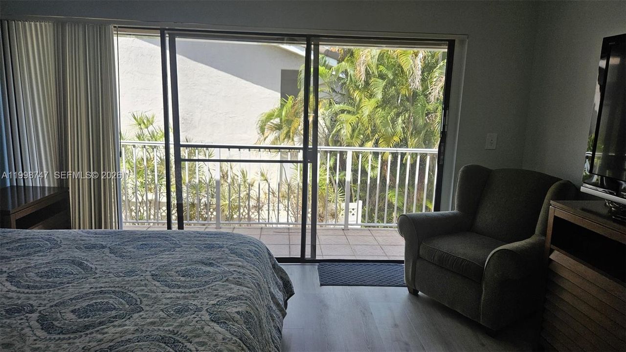 View of balcony from master bedroom
