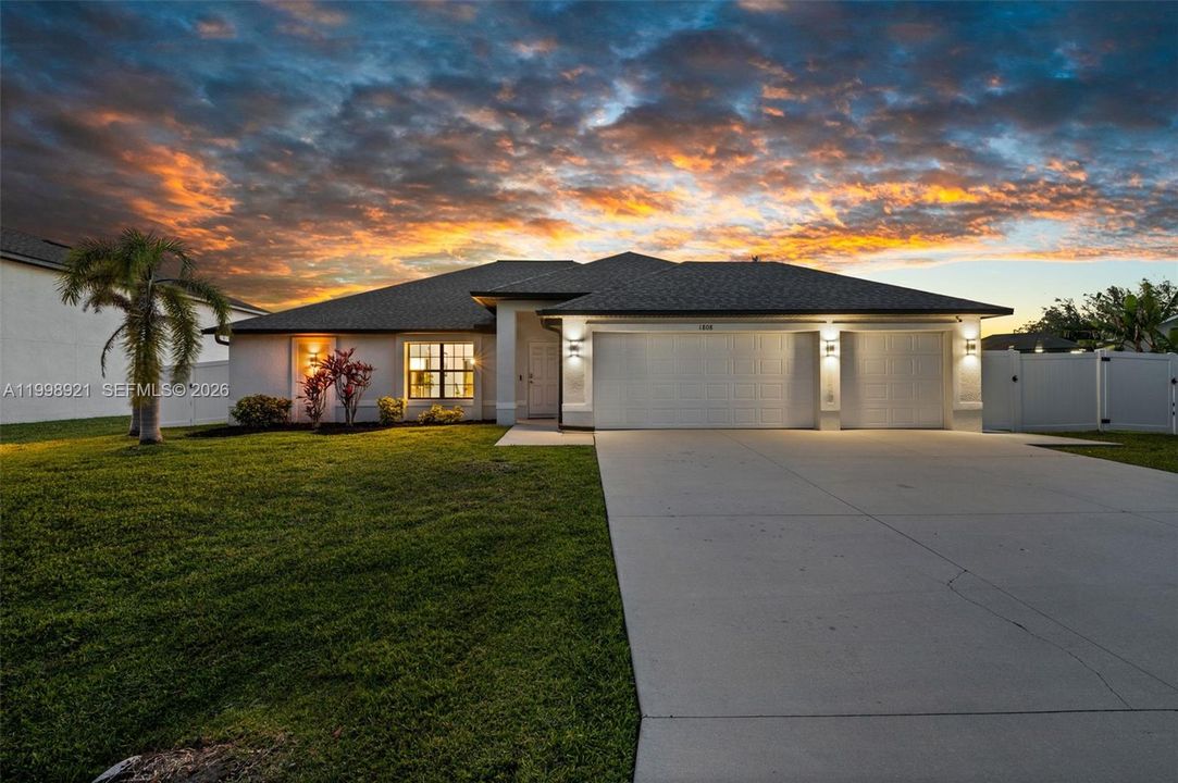 The house is beautiful in the evening