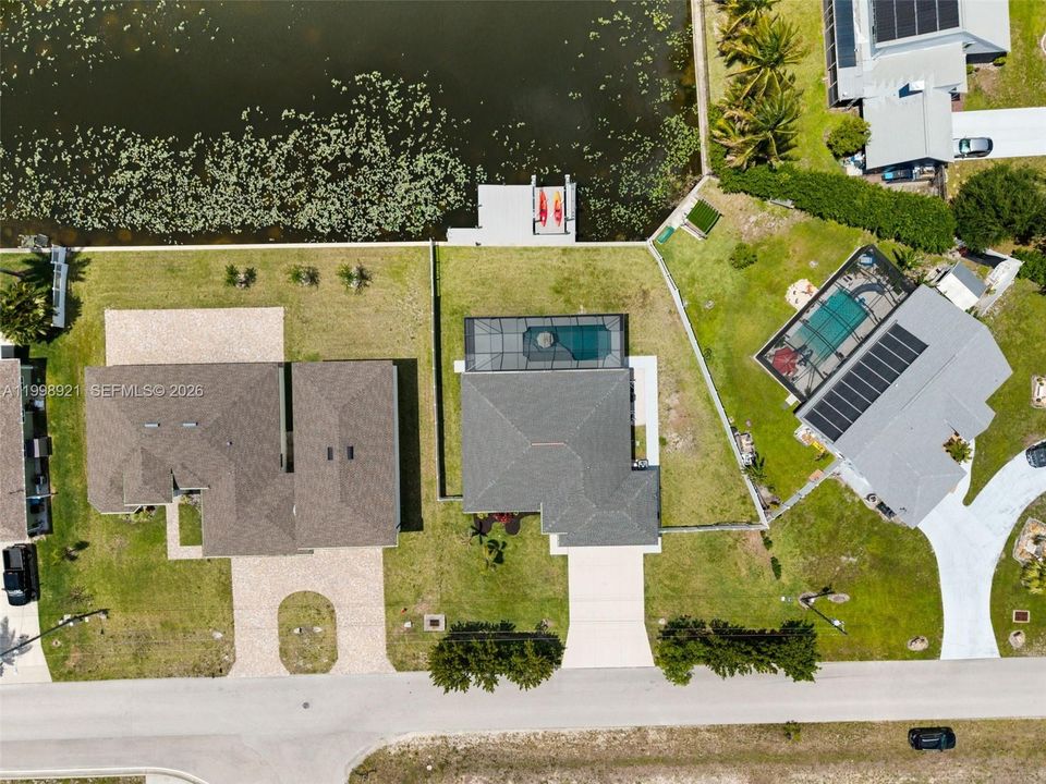 Straight down view shows the large side yard
