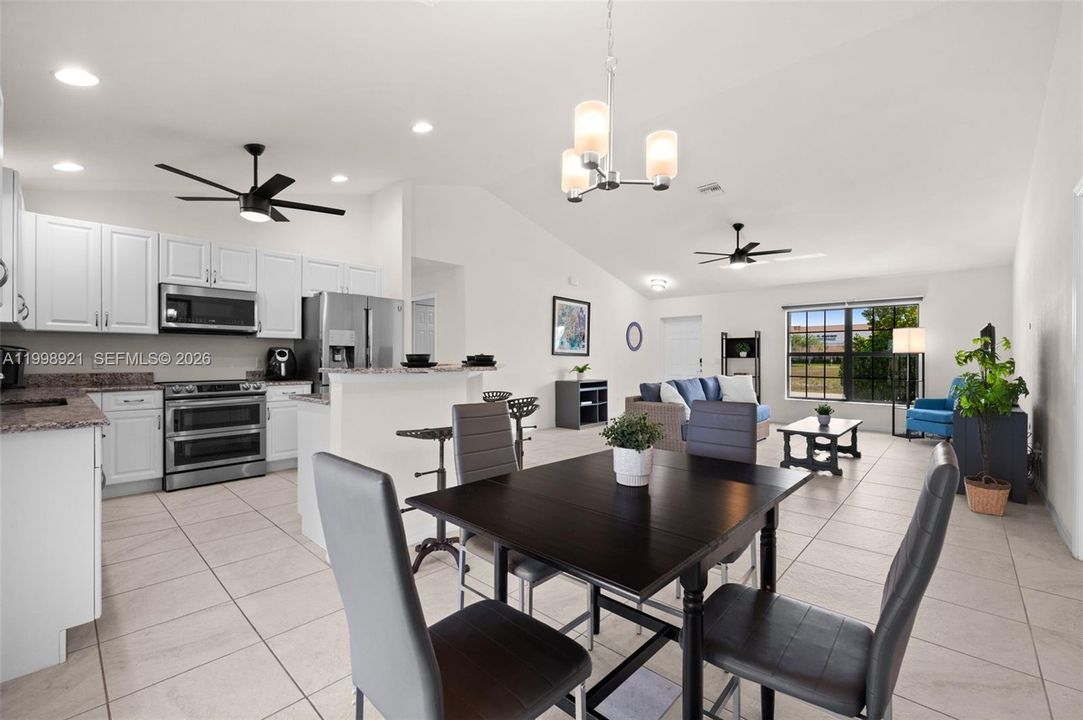 Dining area is open to the kitchen and living room