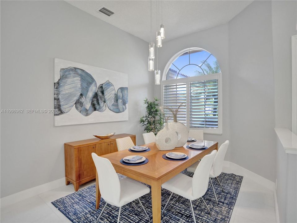Spacious dining room with lots of natural light