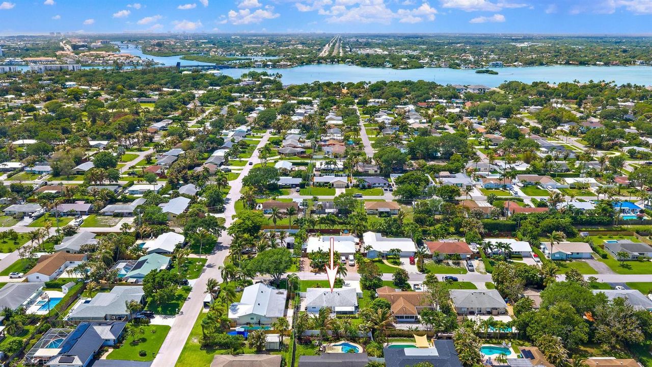 Aerial of home and intracoastal
