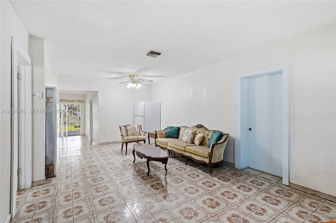 View from living room to dining room