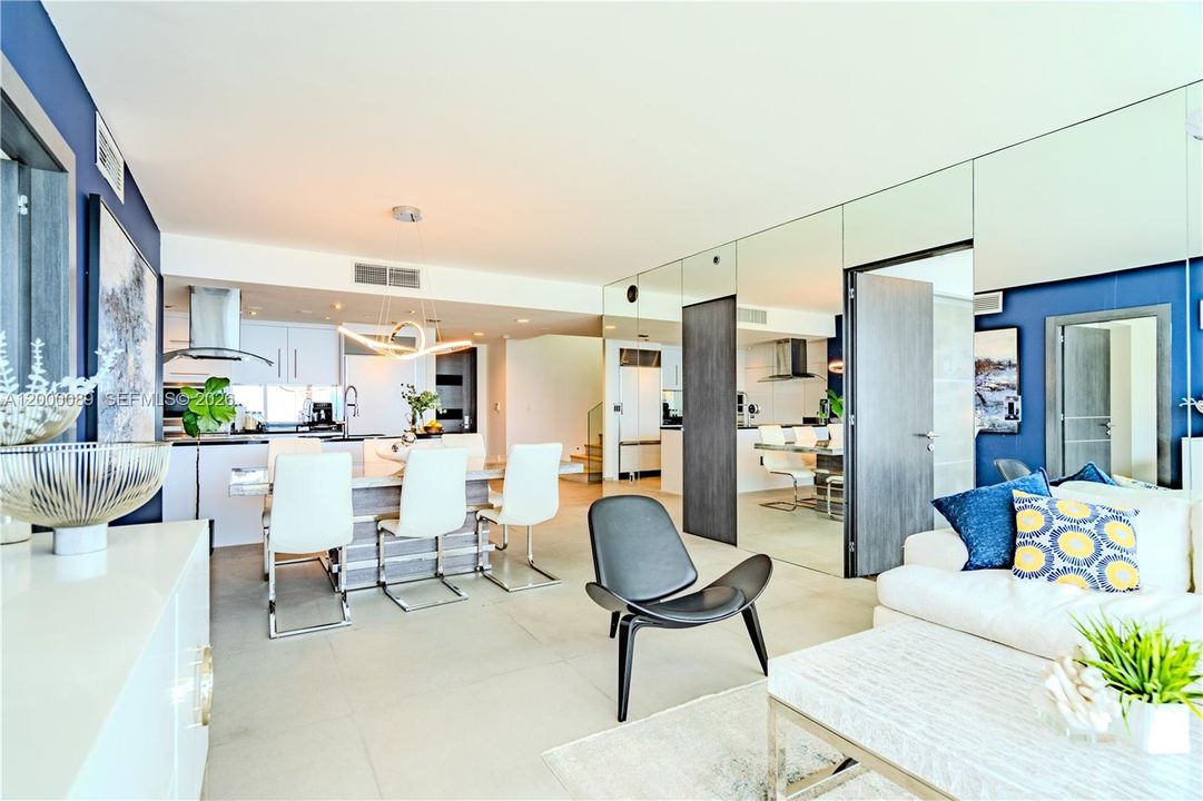 Large open living space with Kitchen, Dinning and Living room + storage
