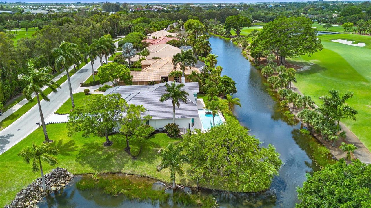 Water and golf course view
