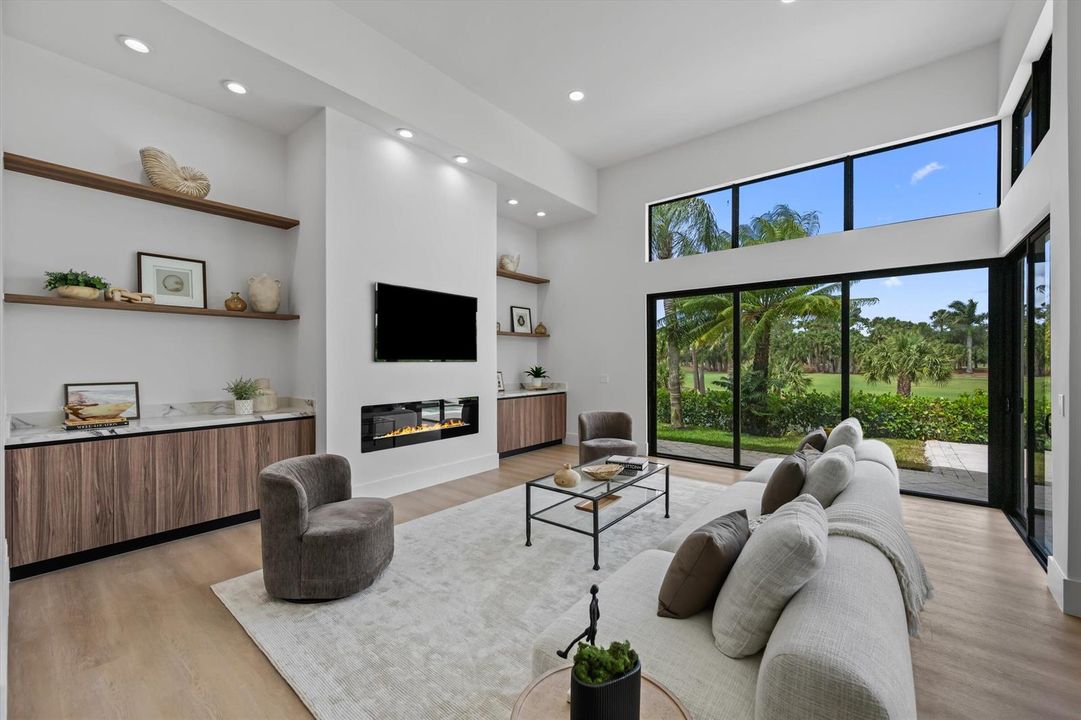 Family Room with electric fireplace