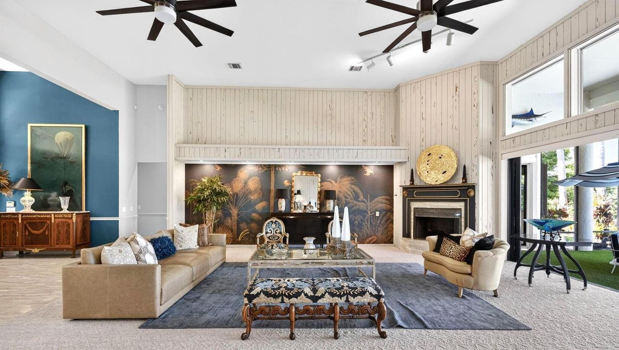 Family room with fireplace