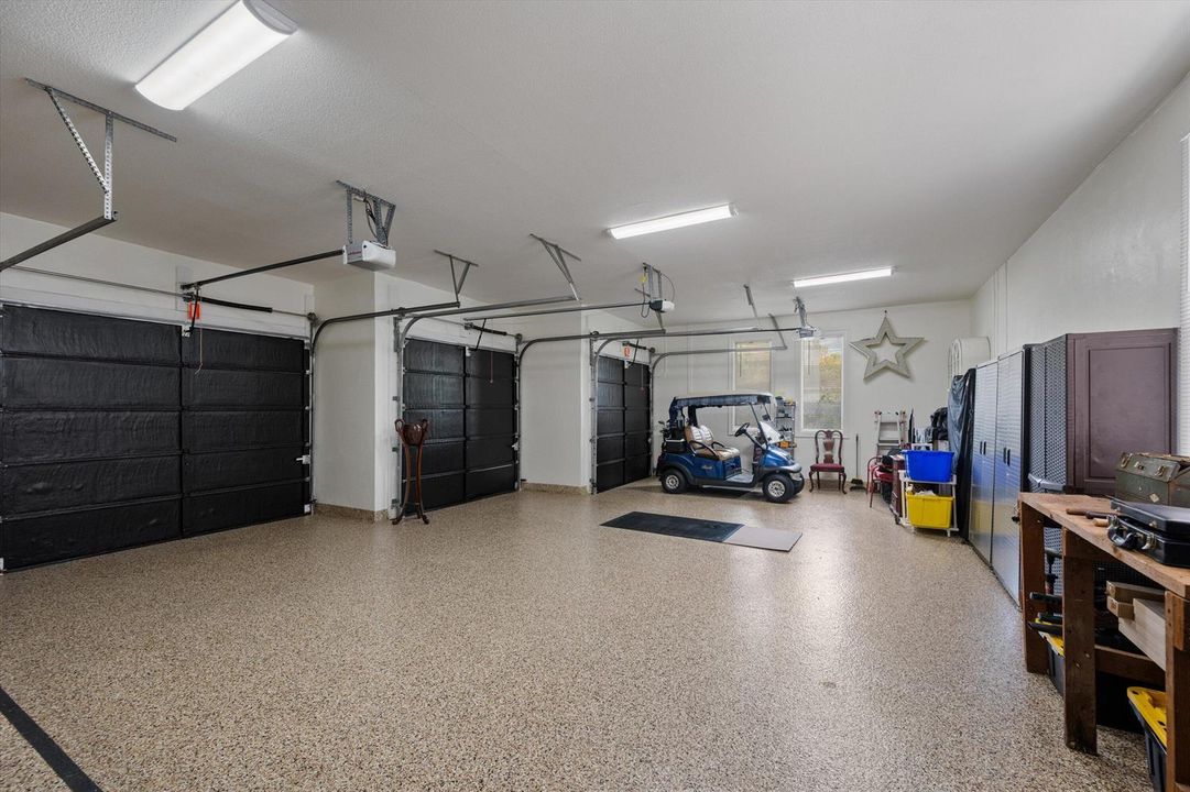 3 car garage w/expoxy floor