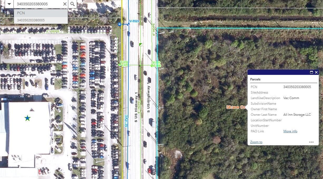 water sewer map for 5800 south us1