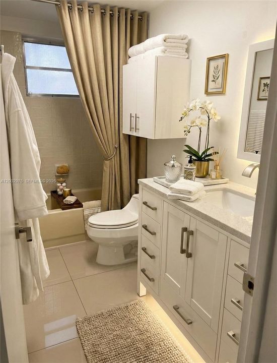 Virtually staged 2nd bathroom.