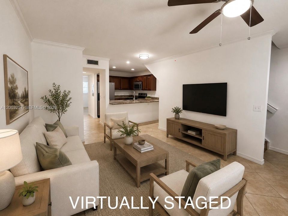 Virtually staged living room