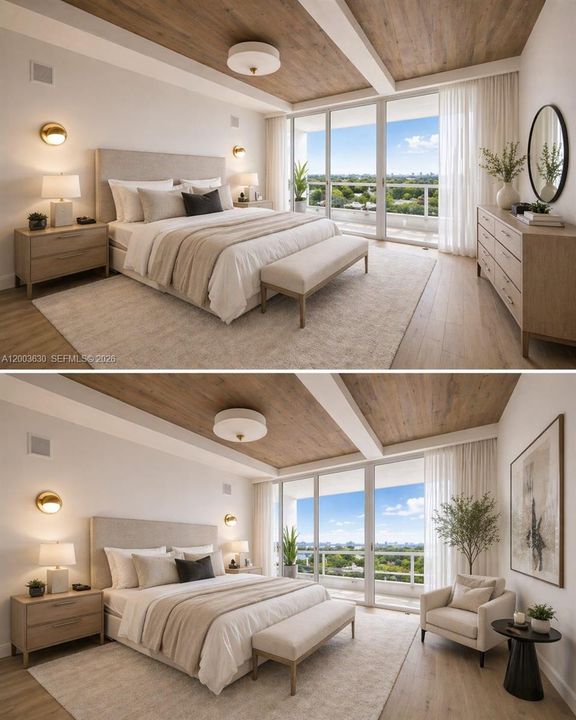 Virtually staged primary bedroom