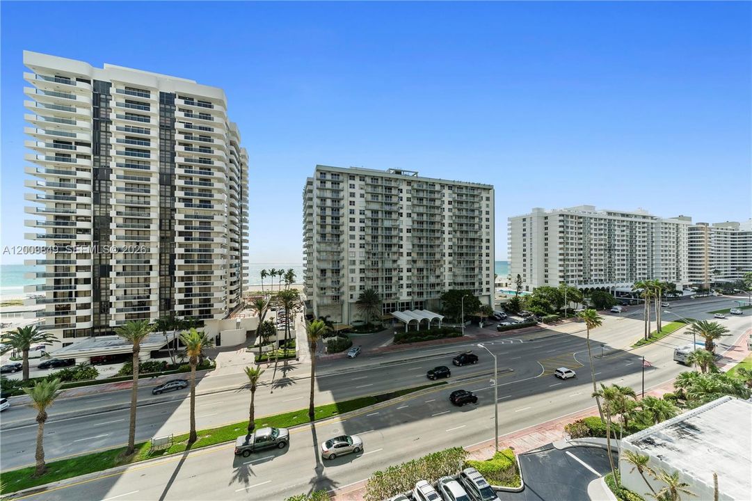 Beachfront buildings.