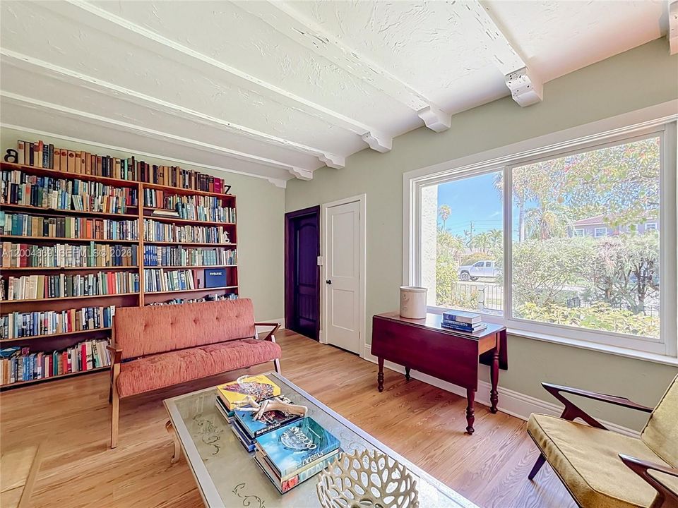 Pecky Cypress beamed ceiling