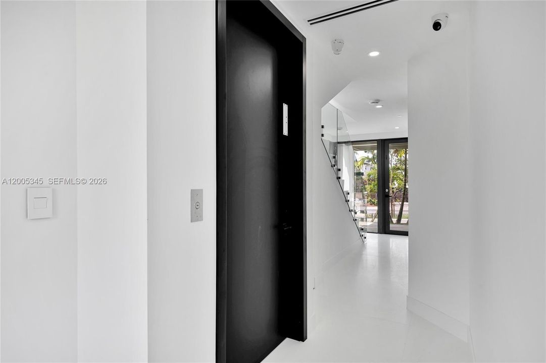 Elevator goes to rooftop terrace