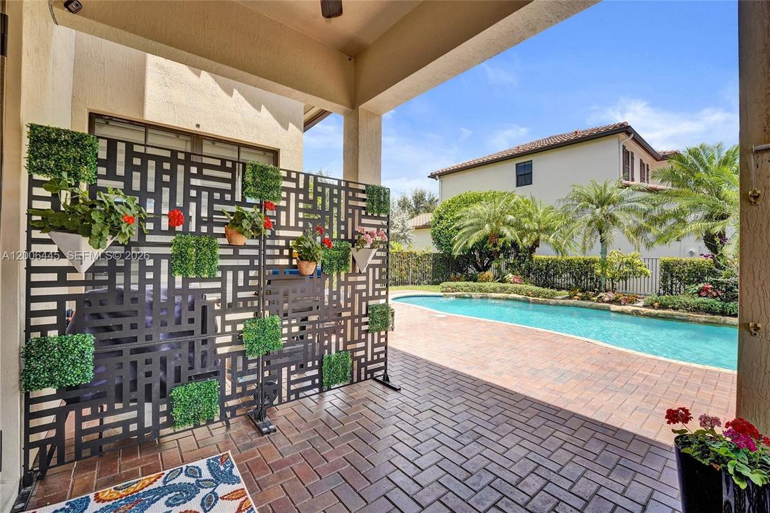 Patio covering in backyard