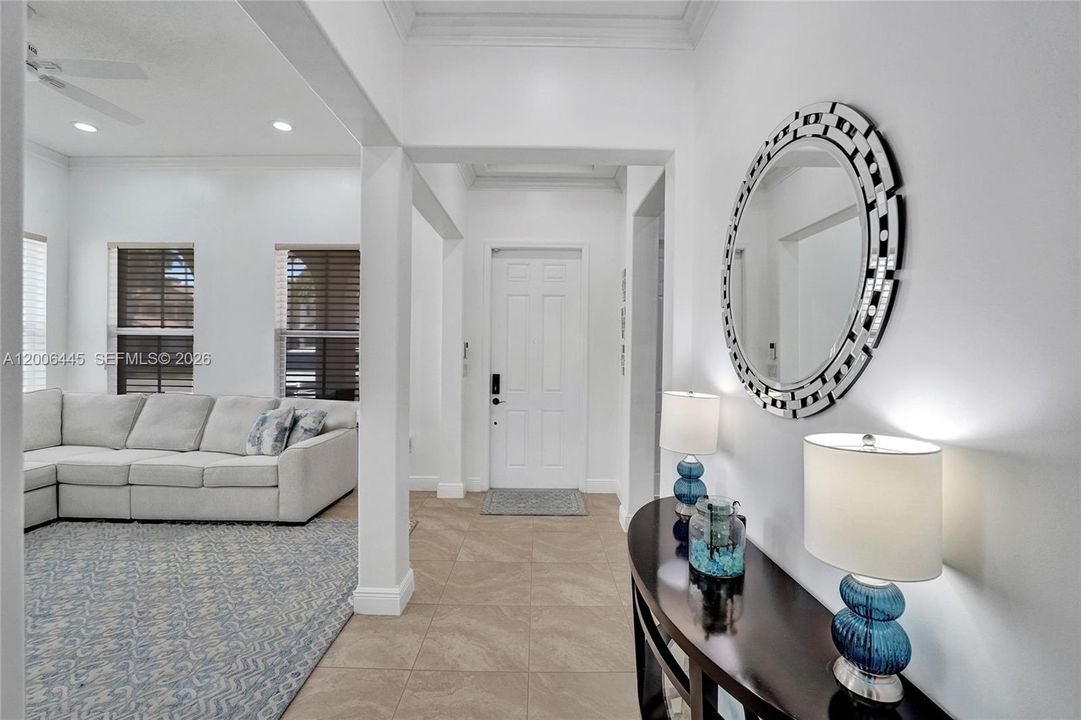 Front entrance and living room or office