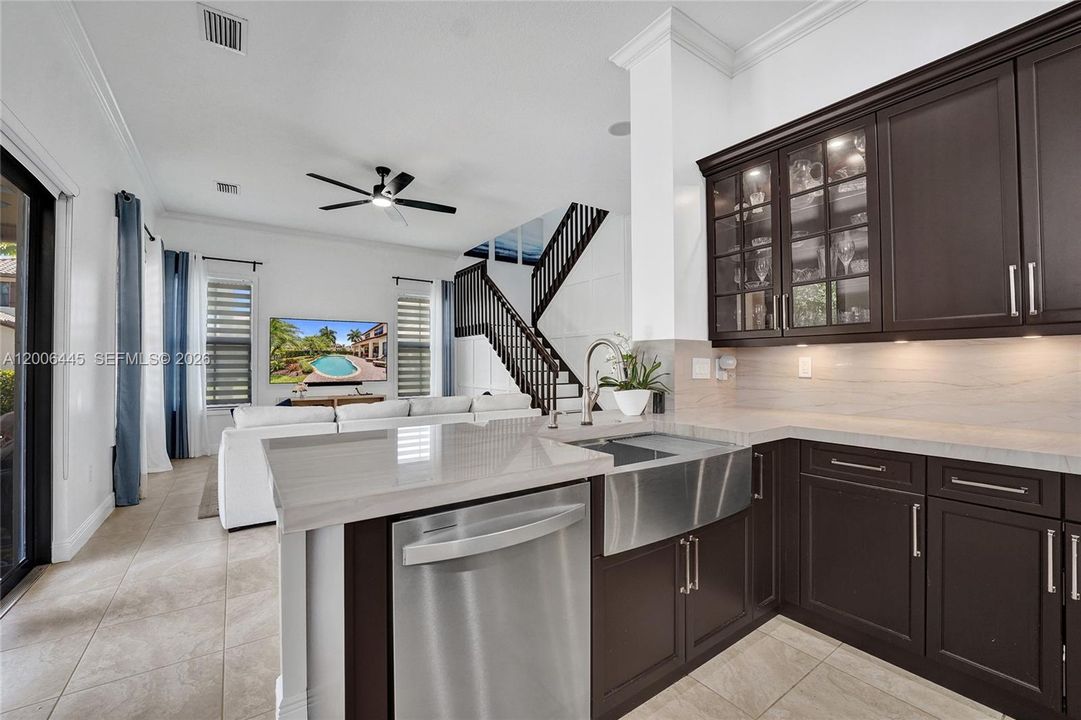 Kitchen view to family room