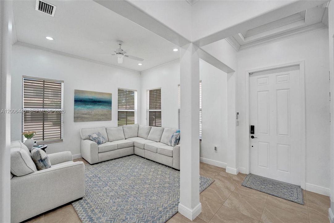 Living room and front entrance