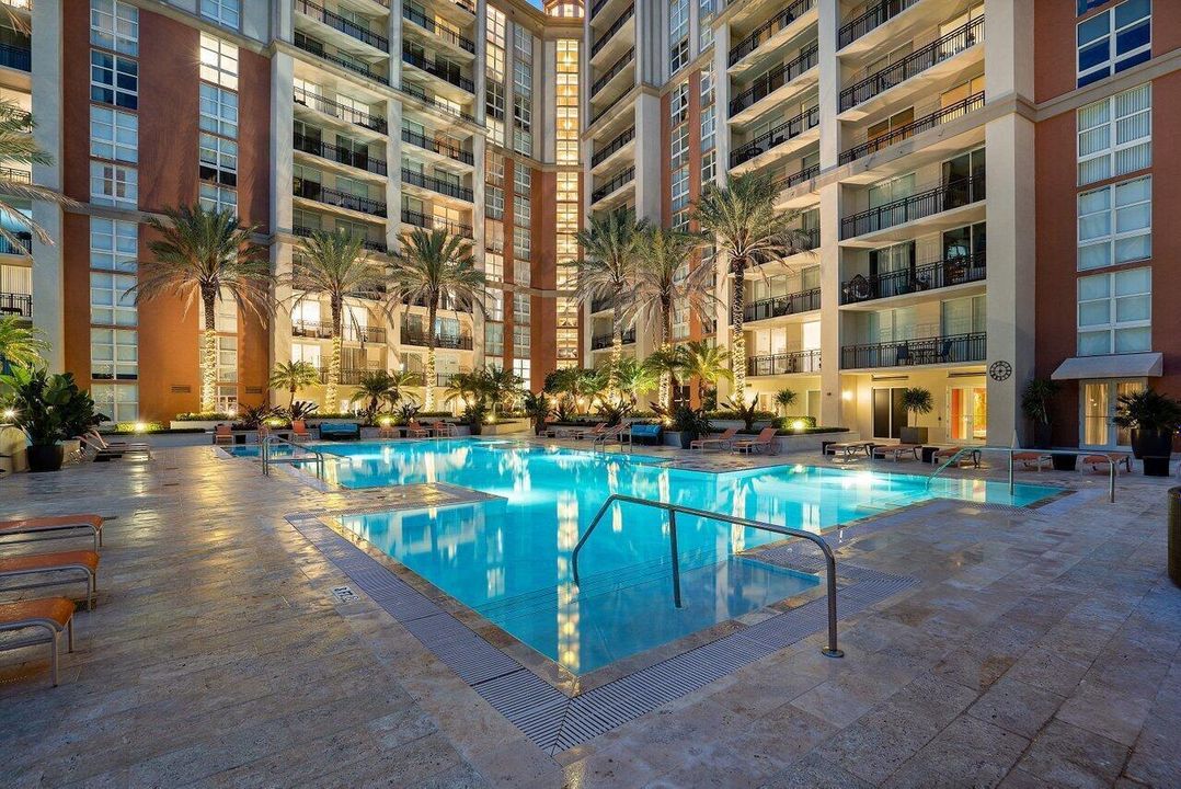CPST Resort-Style Pool Deck at Night