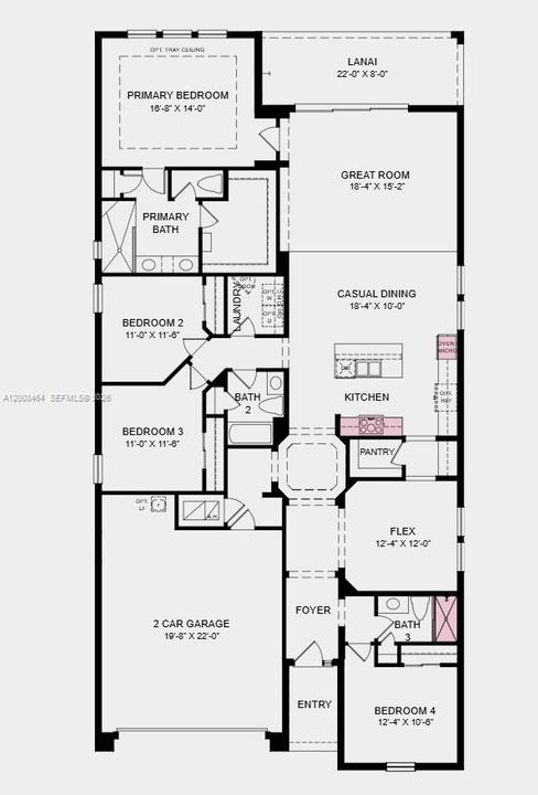 Floor Plan - Additional Highlights Include: gourmet kitchen, shower in bathroom 3, extended tile flooring to the primary suite and closet, and impact windows throughout the whole house
