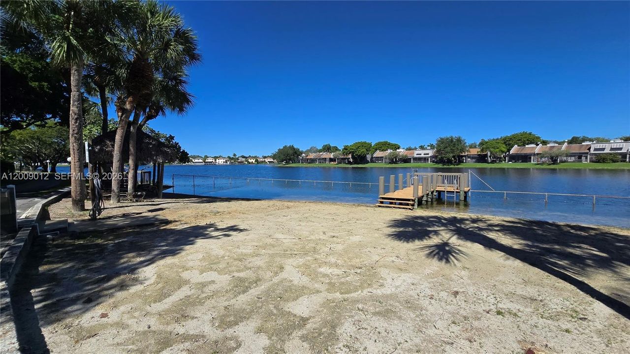Beach, Dock, and BBQ  overlooking Lake