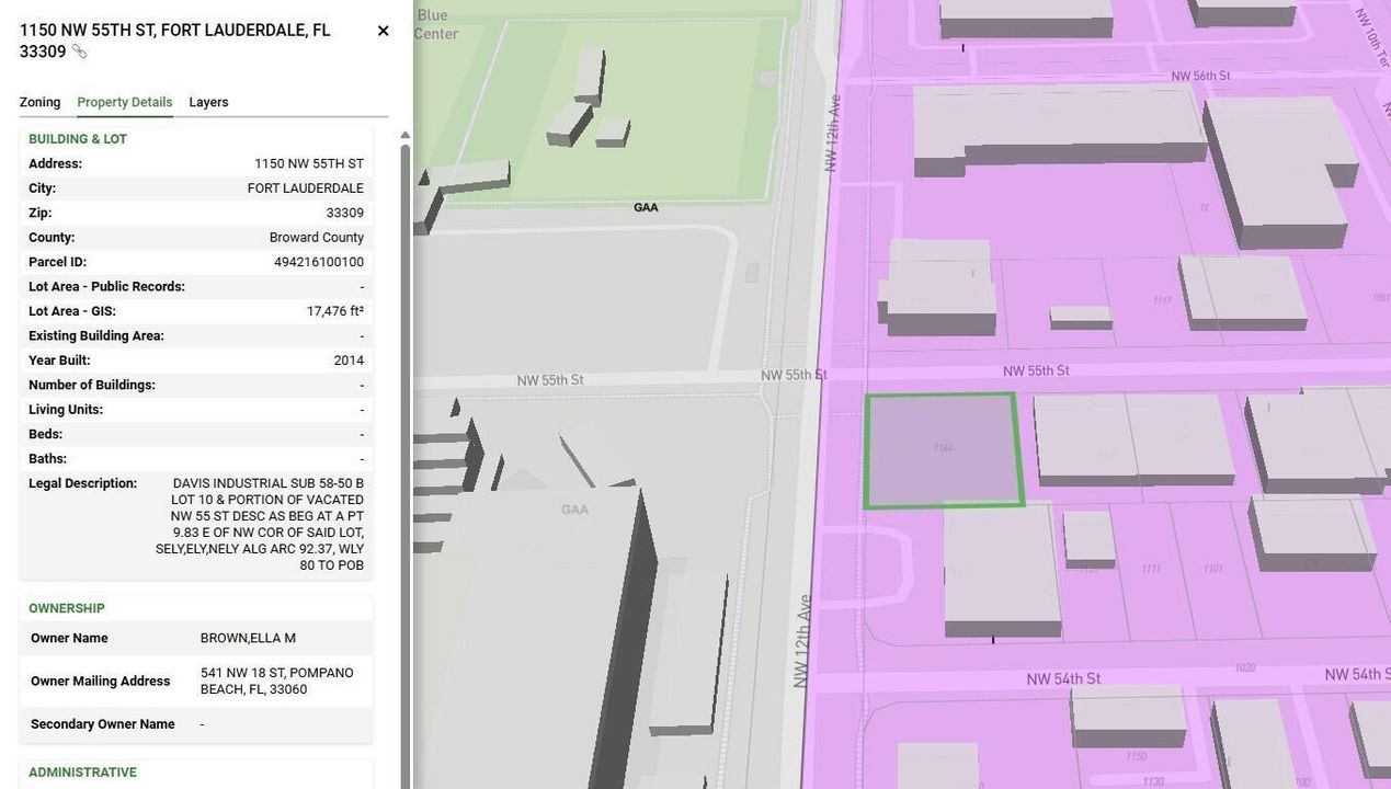 Ft Lauderdale Zoning Map 1150 NW 55th