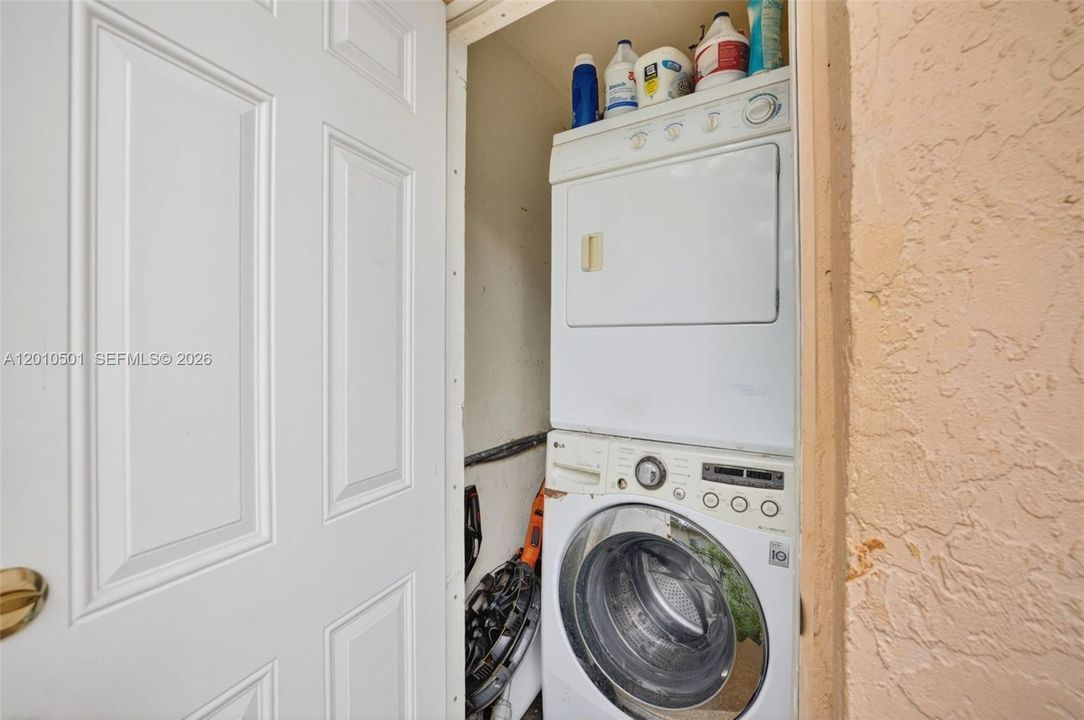Laundry area on side of house