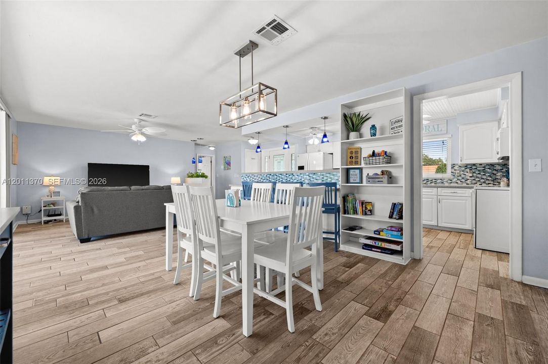 Dining room off the kitchen showcasing the open concept