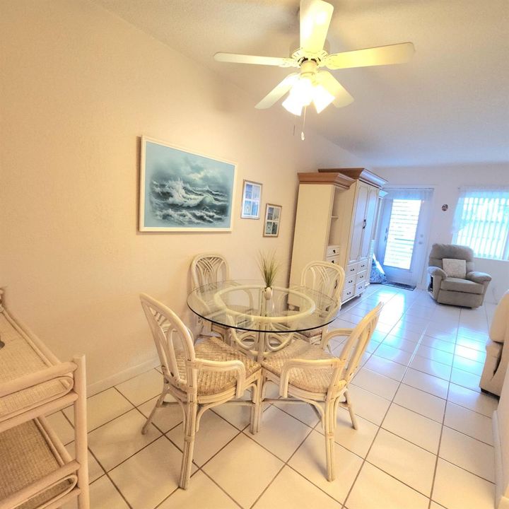 Celing fan above dining area