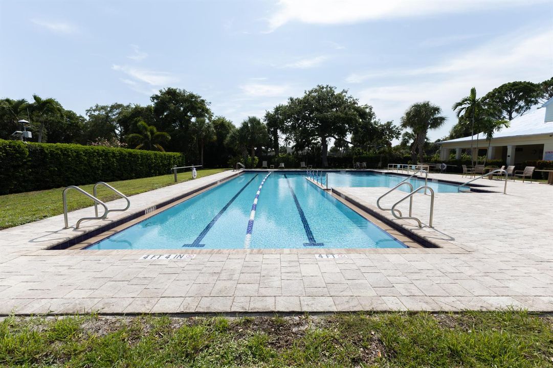 Heated pool with lap lanes