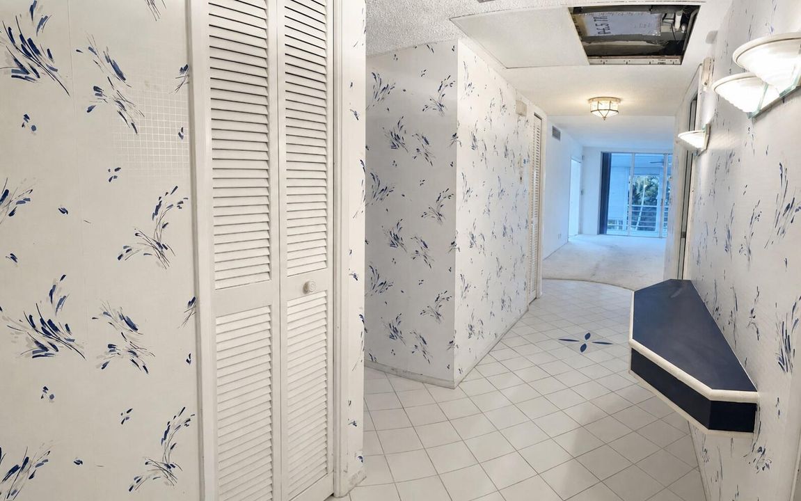 hall Bright hallway with blue accents