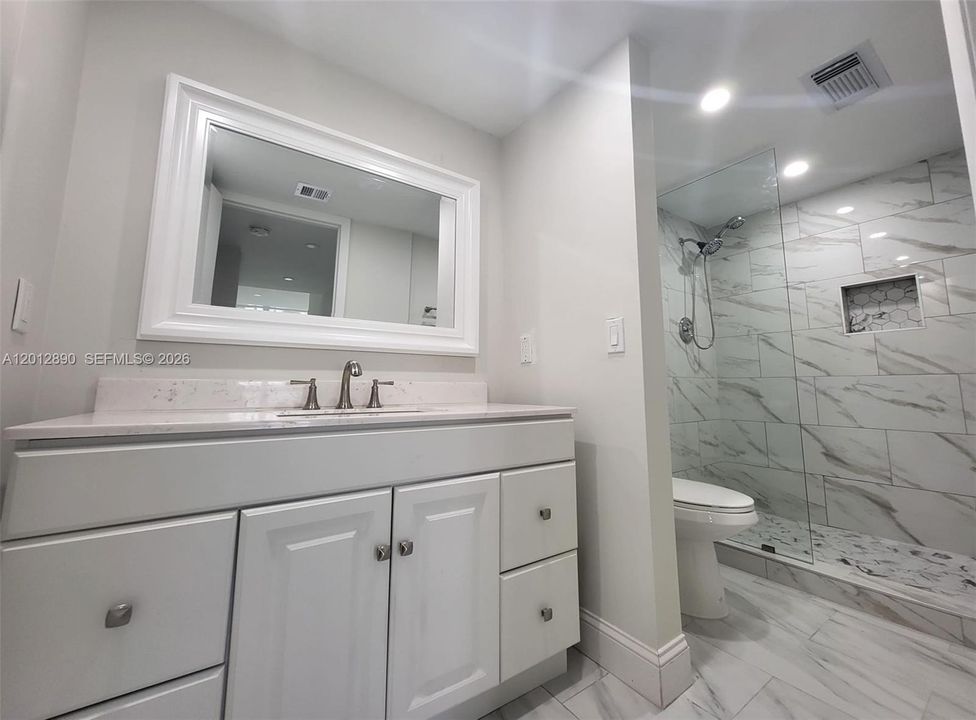 Beautifully expanded and renovated master bathroom