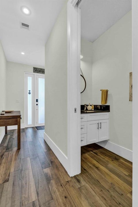 Hallway powder room
