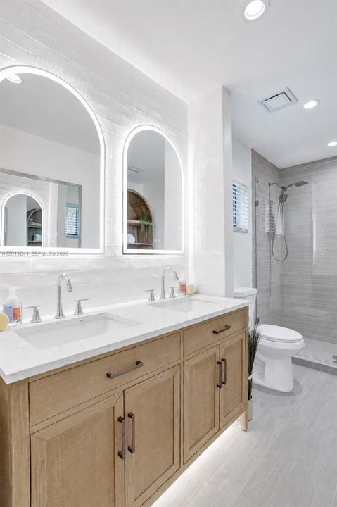 Renovated primary bathroom.