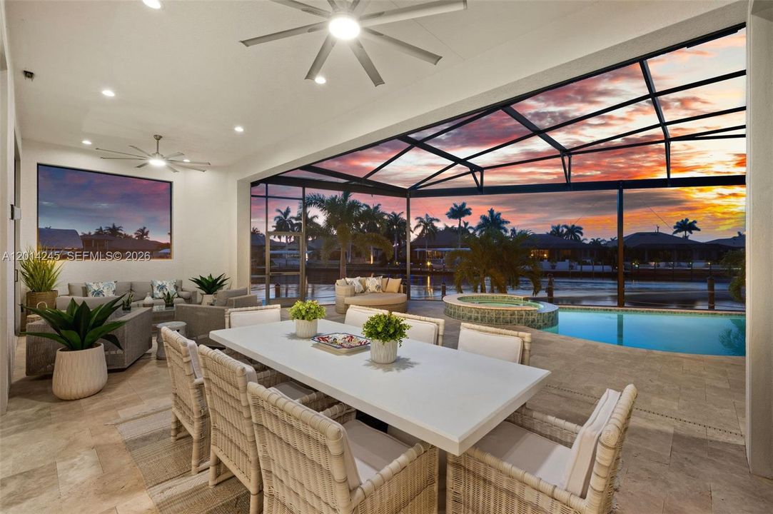 Cape Coral is known for evening meals on the lanai