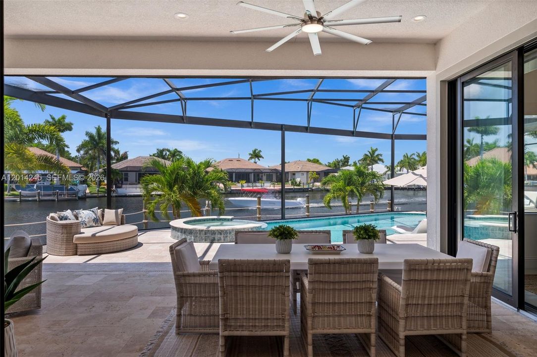 Lanai is just steps from the pool