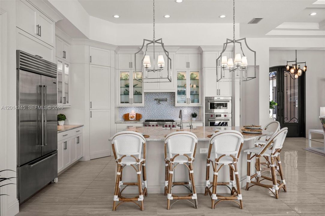 Gather everyone at the large island breakfast bar