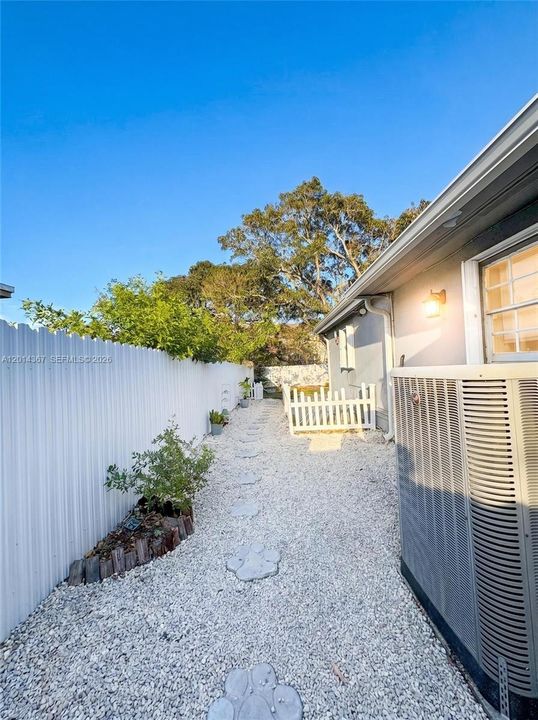 Left side of the property